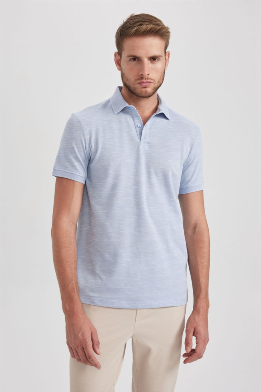 HOMME Bleu Polo Coupe Moderne Col Polo