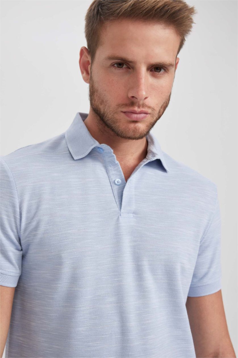 HOMME Bleu Polo Coupe Moderne Col Polo