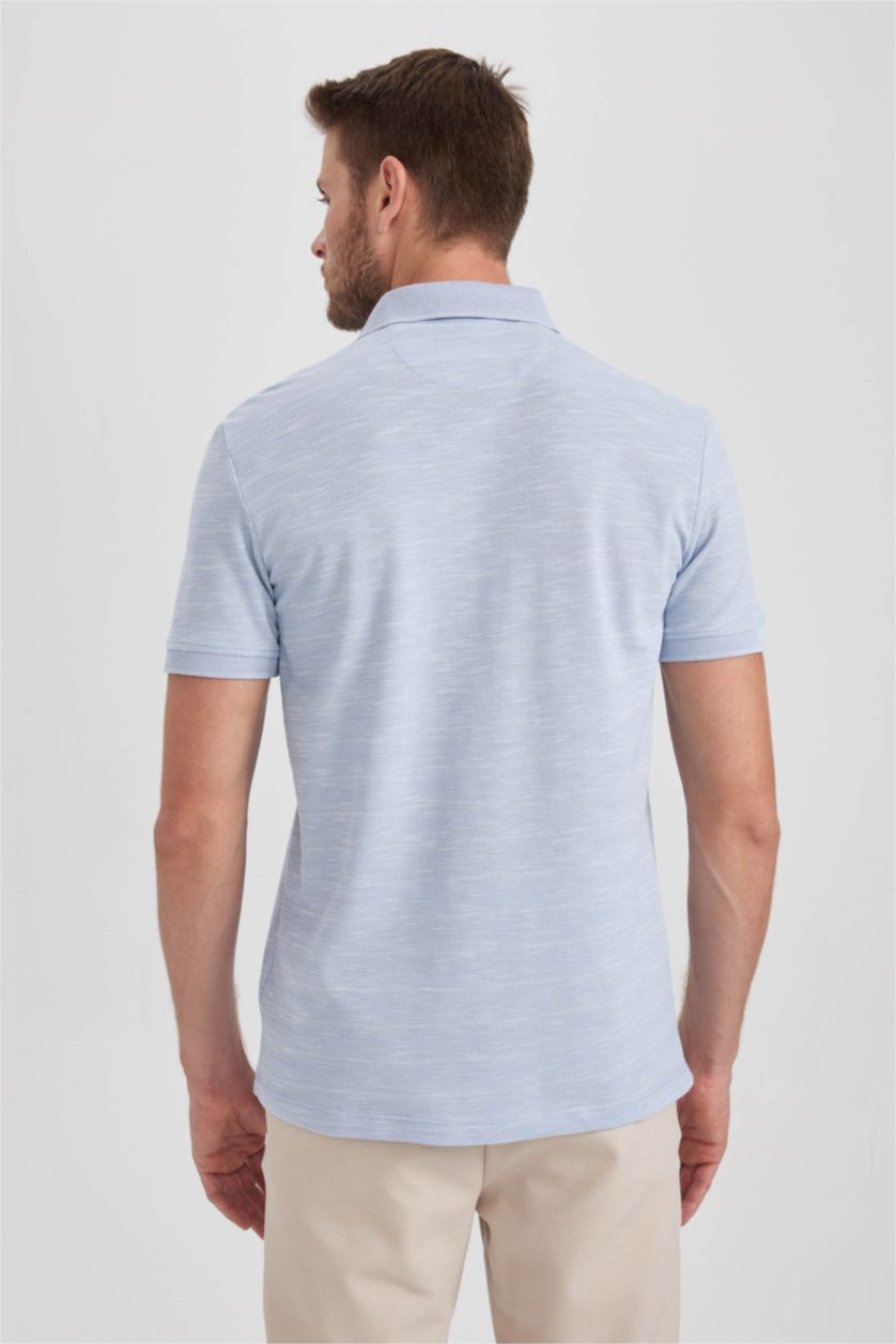 HOMME Bleu Polo Coupe Moderne Col Polo