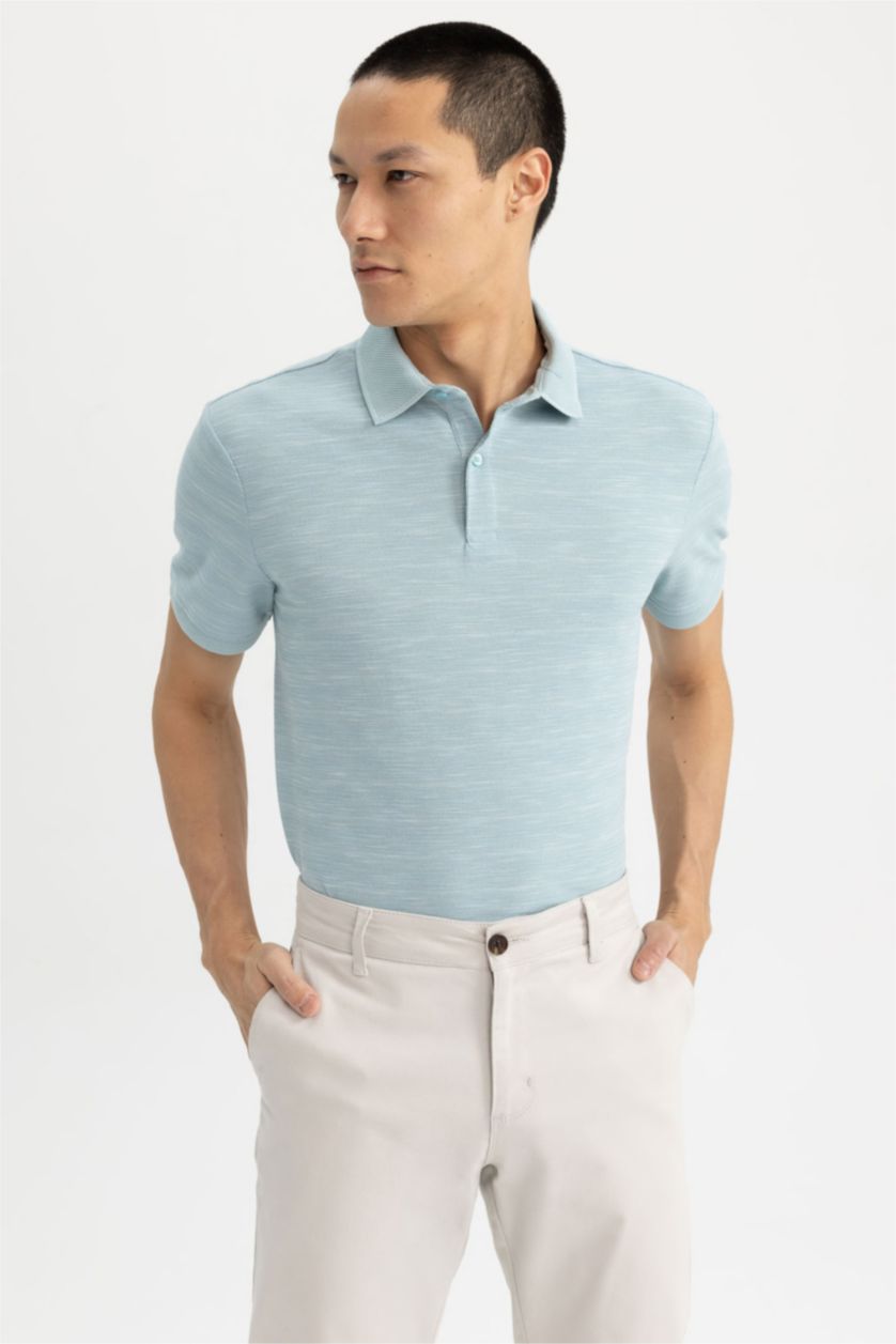 HOMME Vert Foncé Polo Coupe Moderne Col Polo