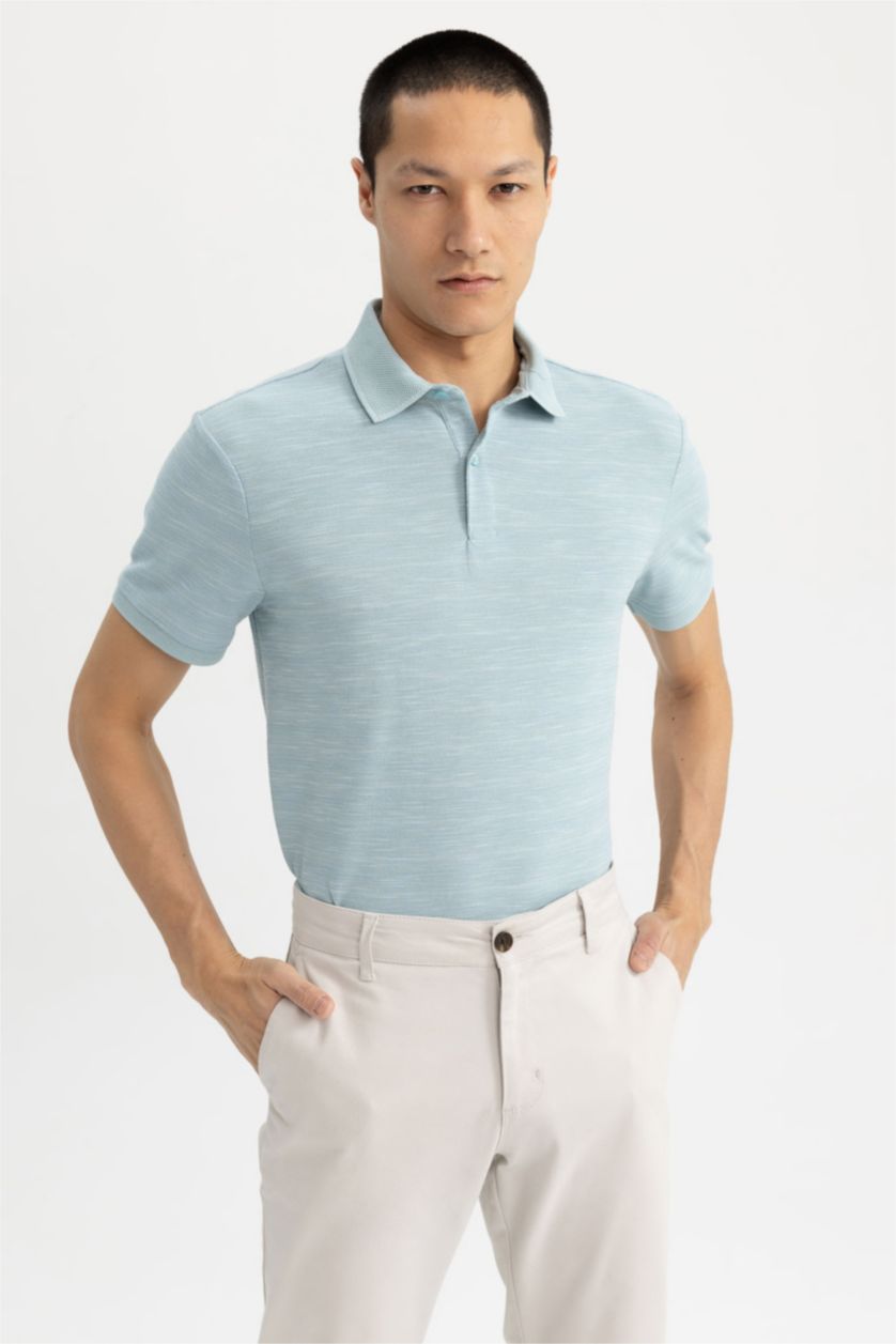 HOMME Vert Foncé Polo Coupe Moderne Col Polo
