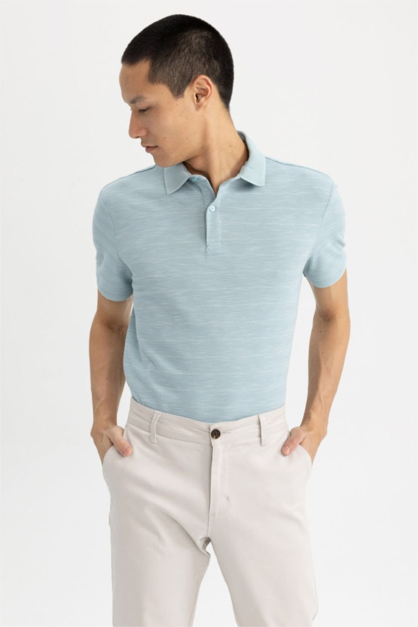 HOMME Vert Foncé Polo Coupe Moderne Col Polo