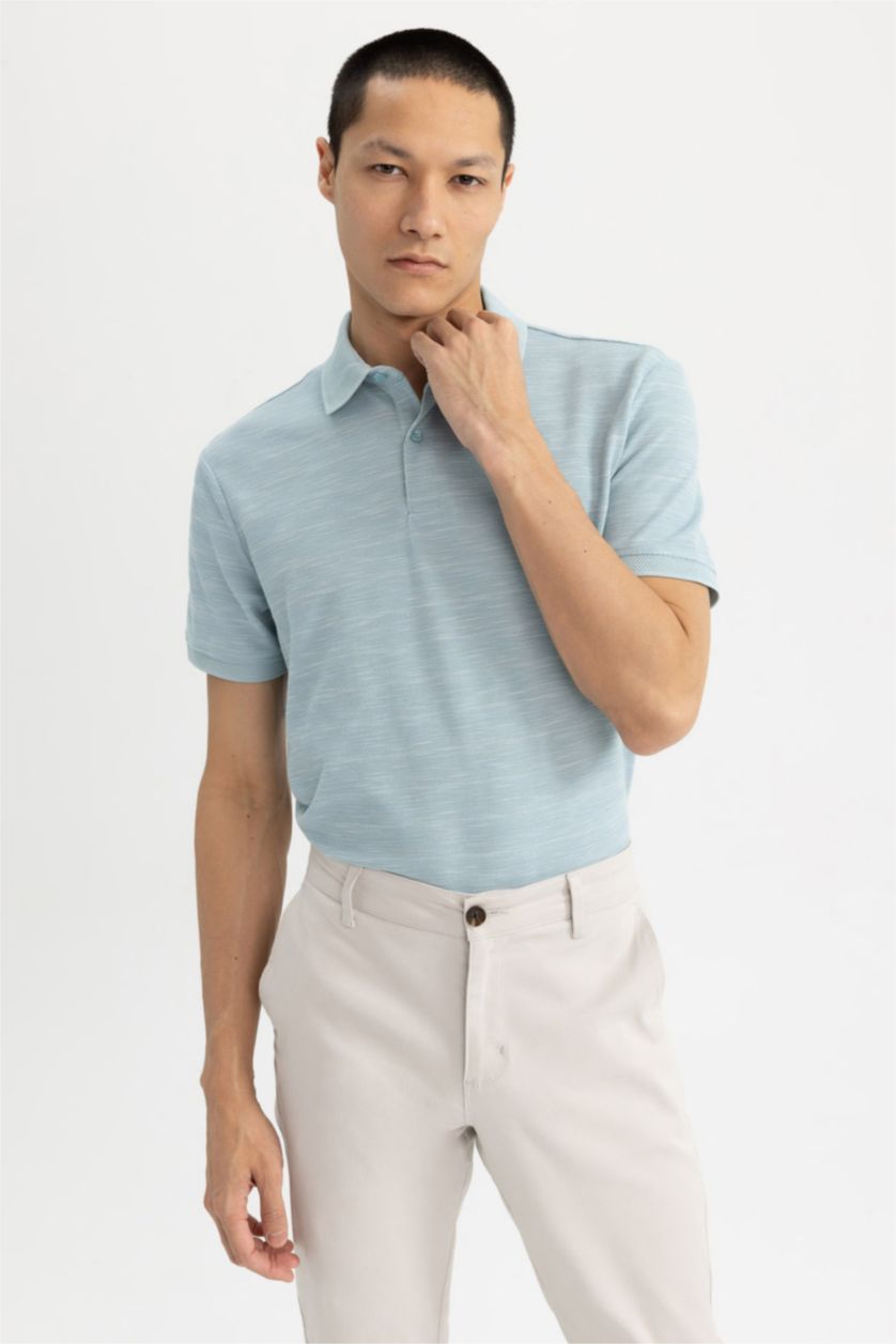 HOMME Vert Foncé Polo Coupe Moderne Col Polo