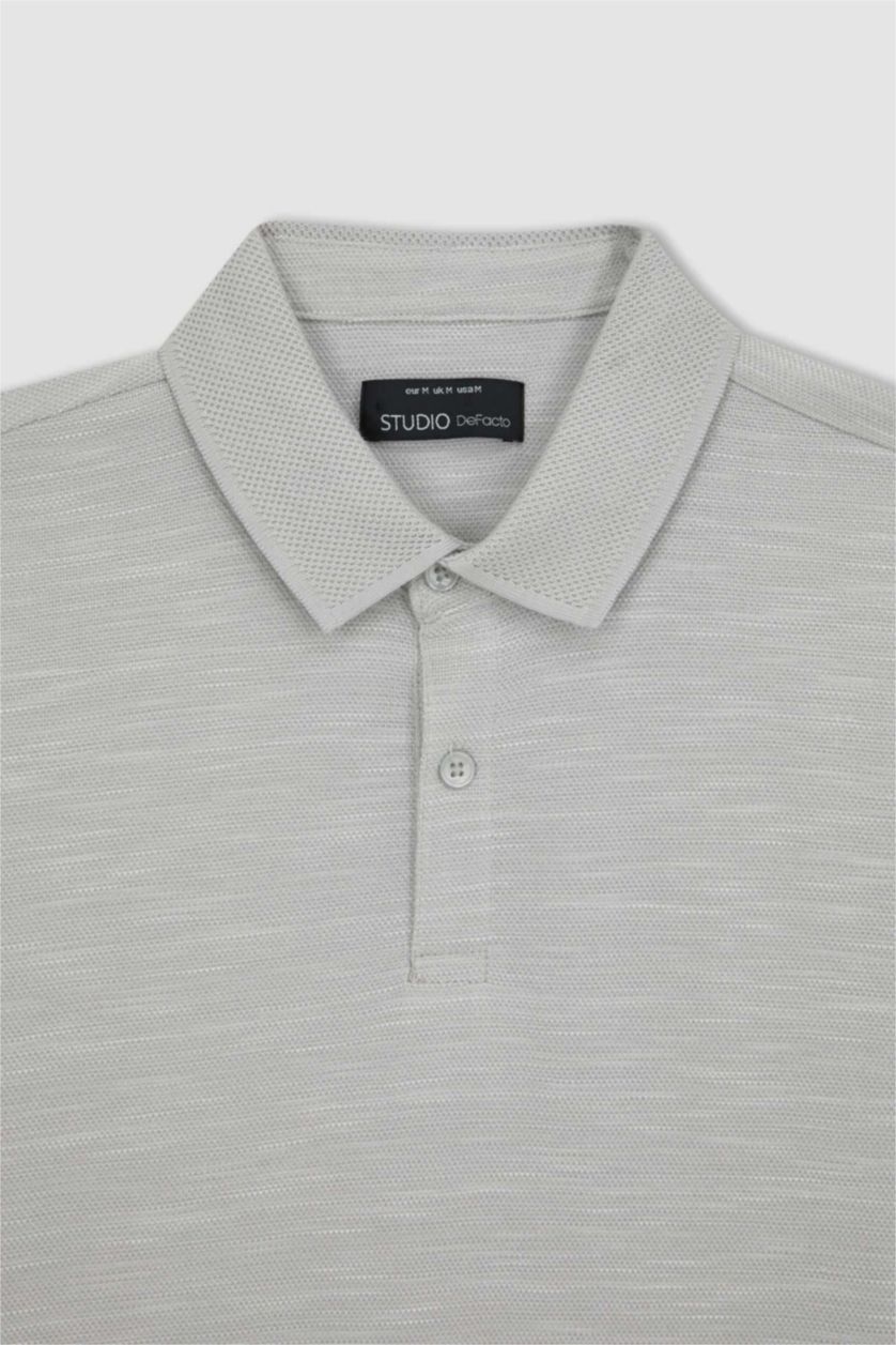 رجال رمادي فاتح تيشيرت بولو قطن مودرن فيت