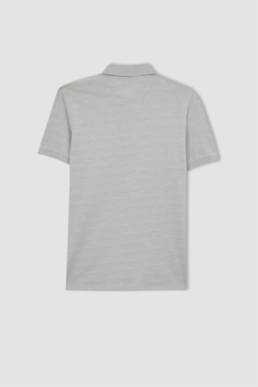 رجال رمادي فاتح تيشيرت بولو قطن مودرن فيت