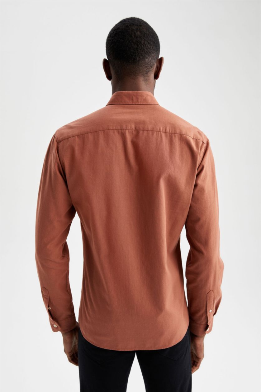 HOMME Turuncu Chemise basique à manches longues coupe slim