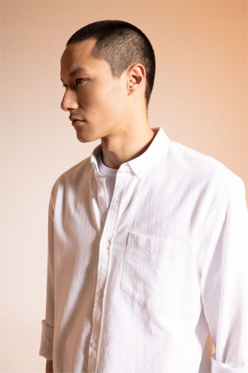 HOMME Blanc Chemise slim à manches longues 100% coton