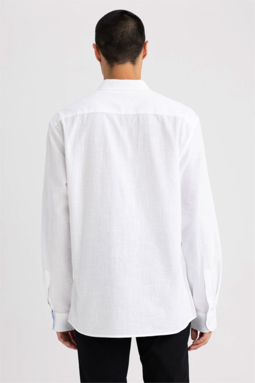 HOMME Blanc Chemise slim à manches longues 100% coton