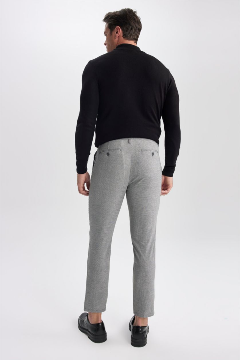 رجال ميلانج رمادي بنطلون قماش منقوش ملائم