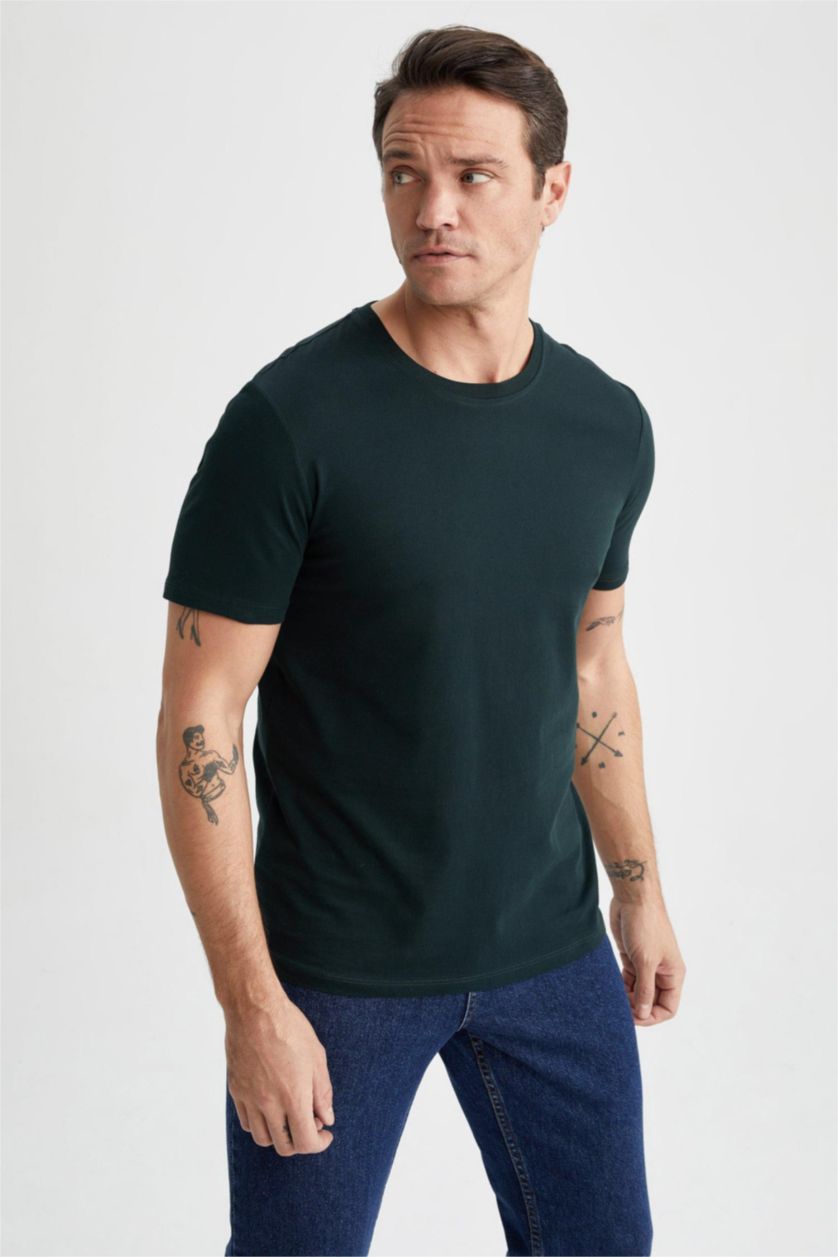 MAN Dark Green Regular Fit Short Sleeve T-Shirt