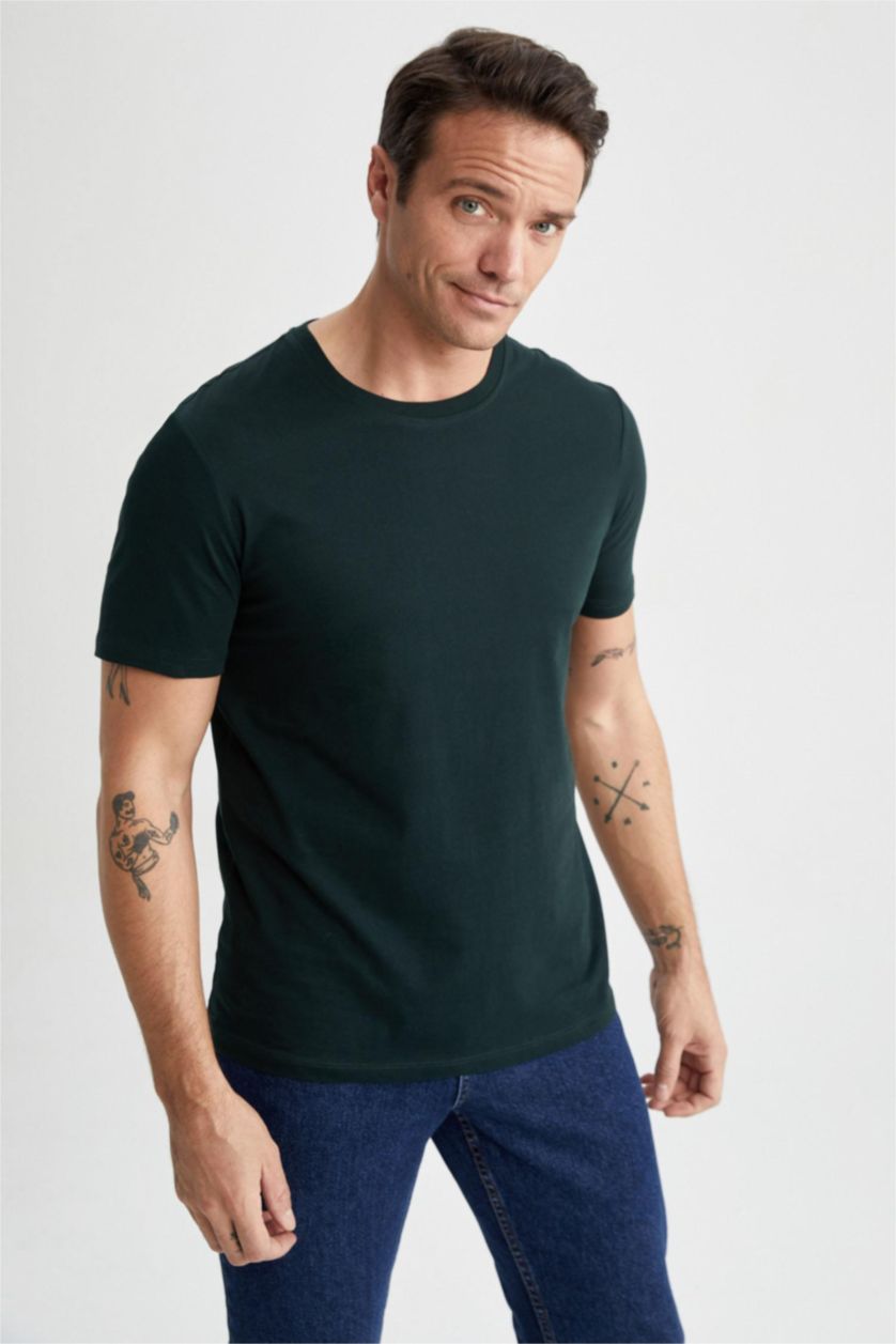 MAN Dark Green Regular Fit Short Sleeve T-Shirt