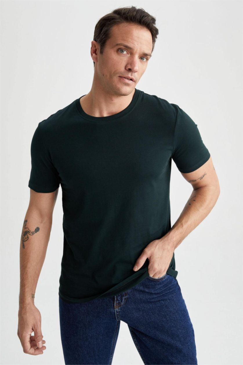 MAN Dark Green Regular Fit Short Sleeve T-Shirt