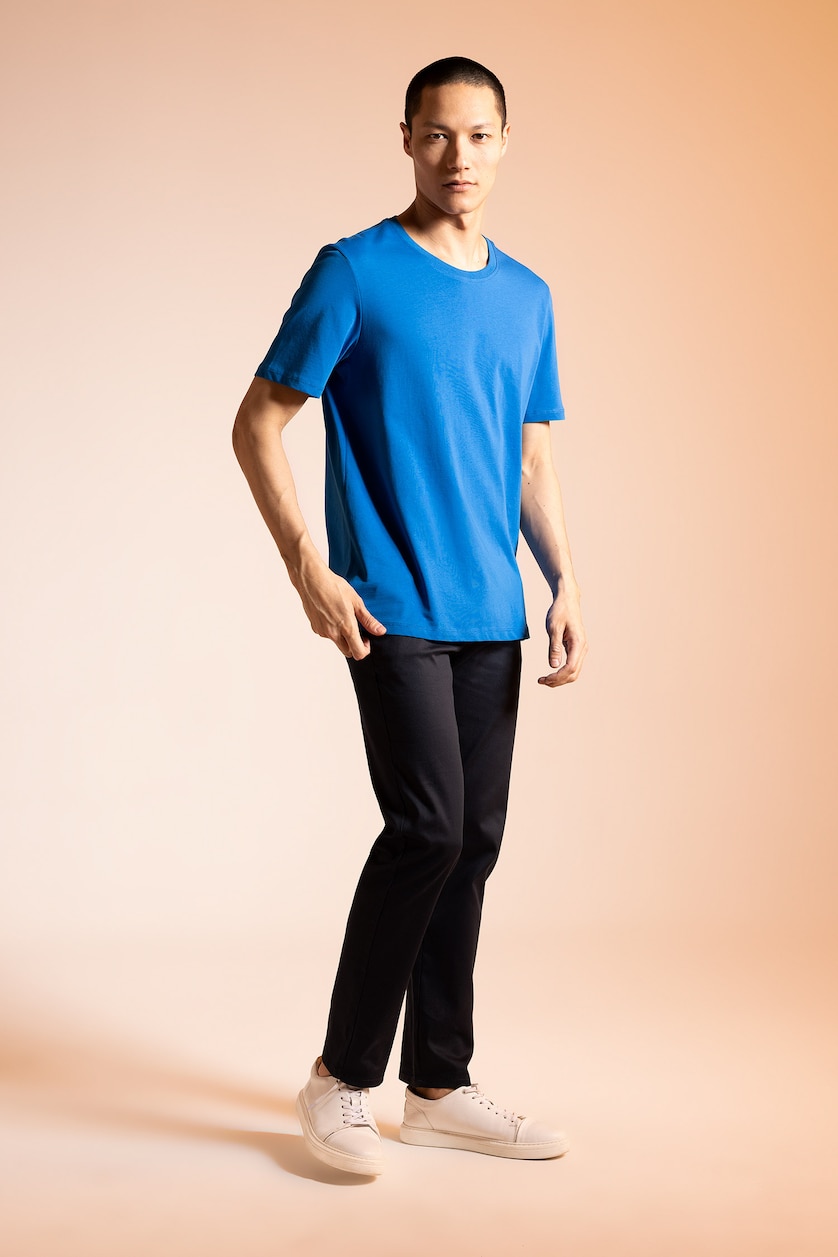 رجال أزرق فاقع Regular Fit Short Sleeve T-Shirt