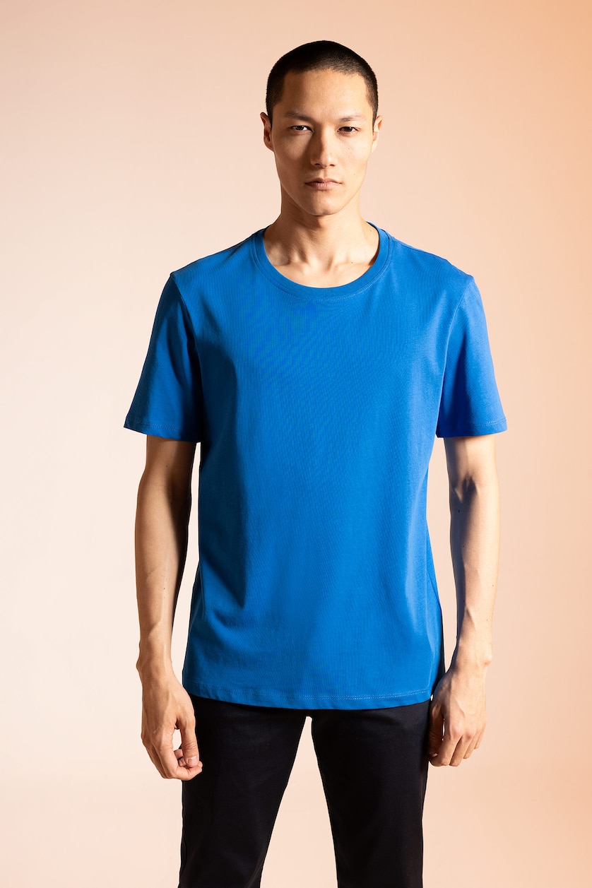 رجال أزرق فاقع Regular Fit Short Sleeve T-Shirt