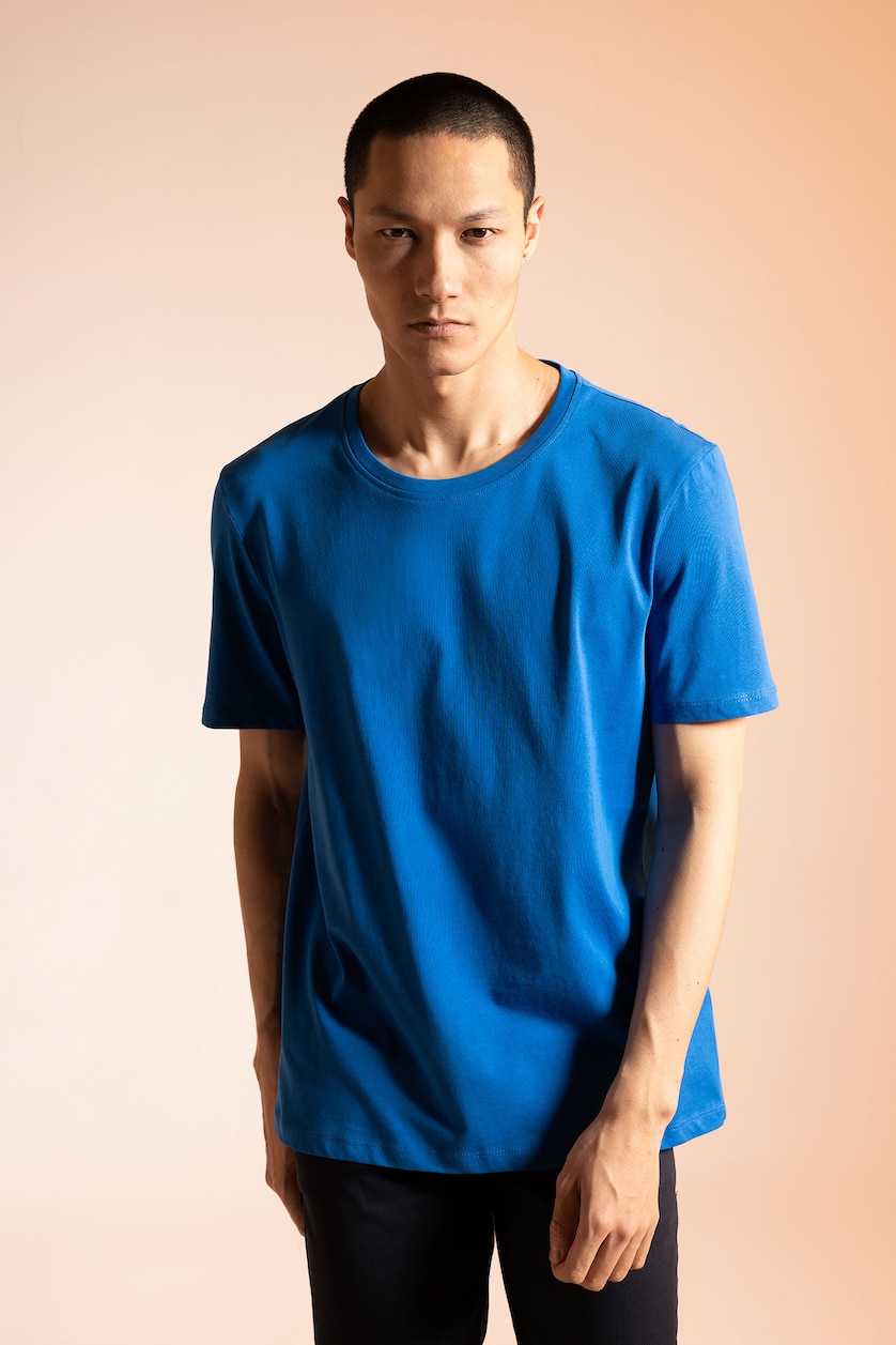 رجال أزرق فاقع Regular Fit Short Sleeve T-Shirt