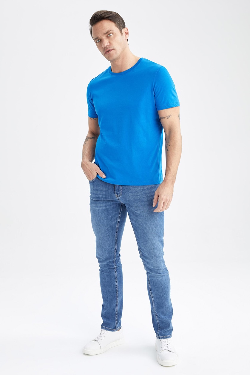 رجال أزرق فاقع Regular Fit Short Sleeve T-Shirt