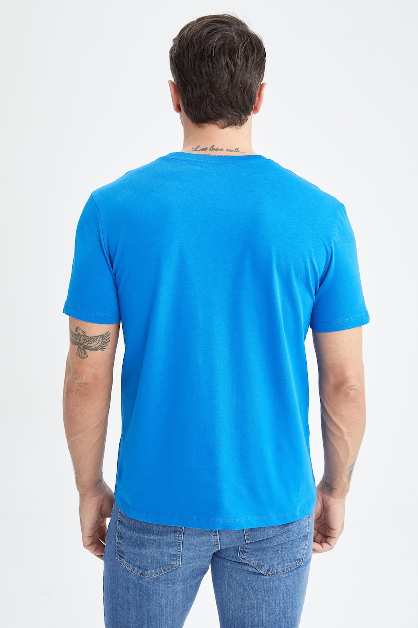 رجال أزرق فاقع Regular Fit Short Sleeve T-Shirt