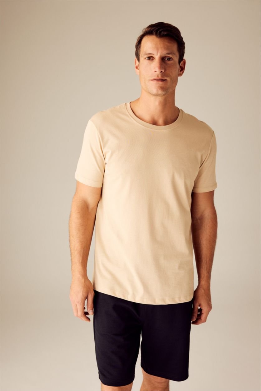 MAN Beige Regular Fit Short Sleeve T-Shirt