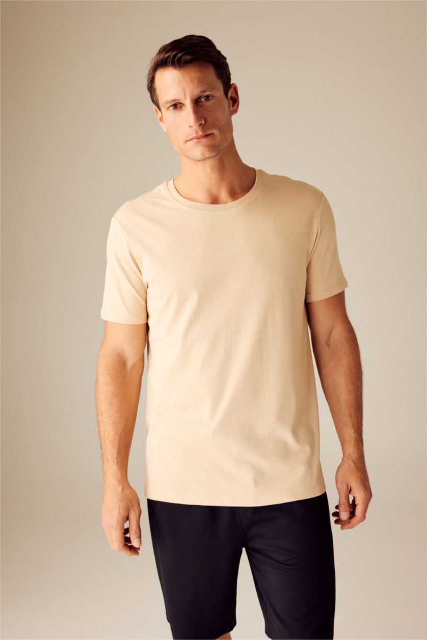 MAN Beige Regular Fit Short Sleeve T-Shirt