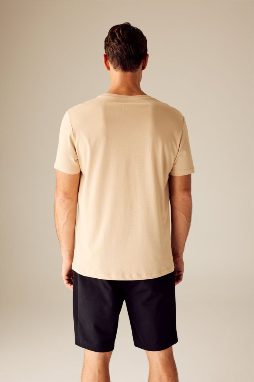 MAN Beige Regular Fit Short Sleeve T-Shirt