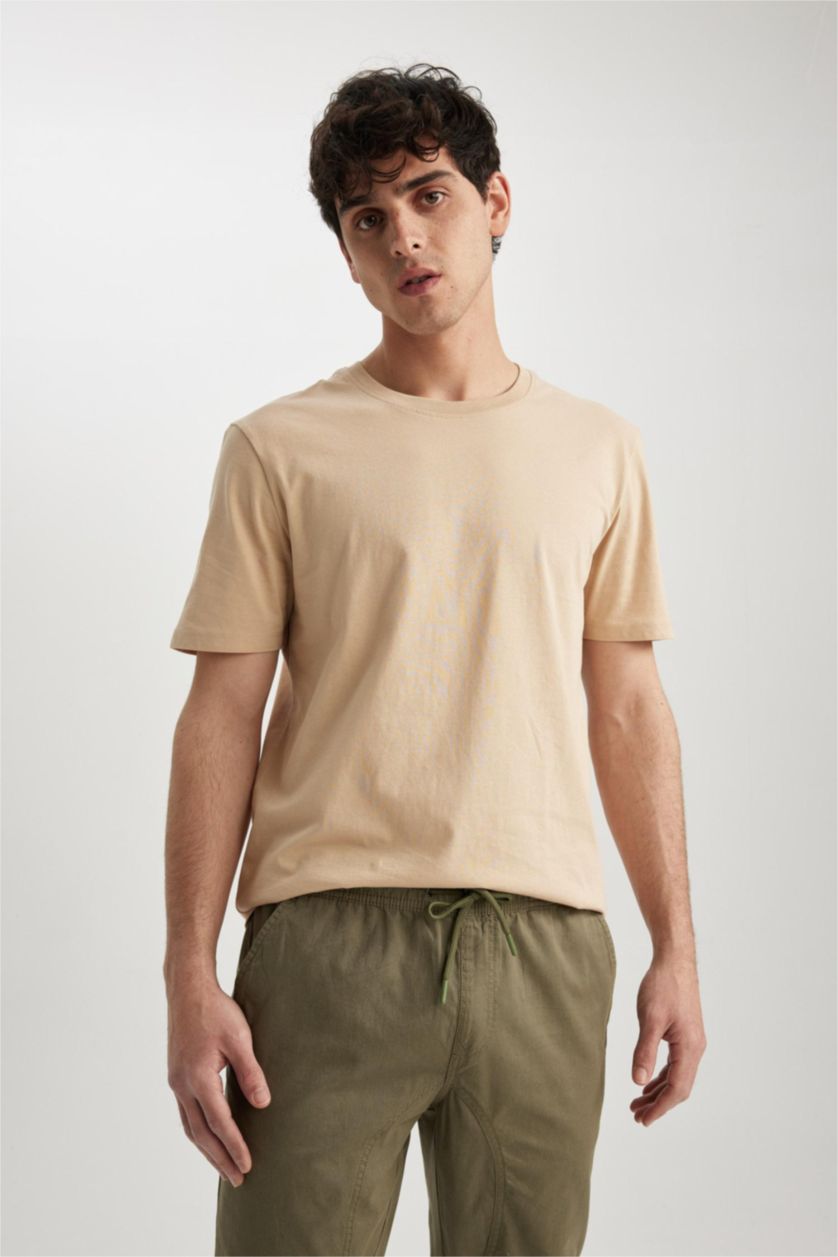 MAN Beige Regular Fit Short Sleeve T-Shirt