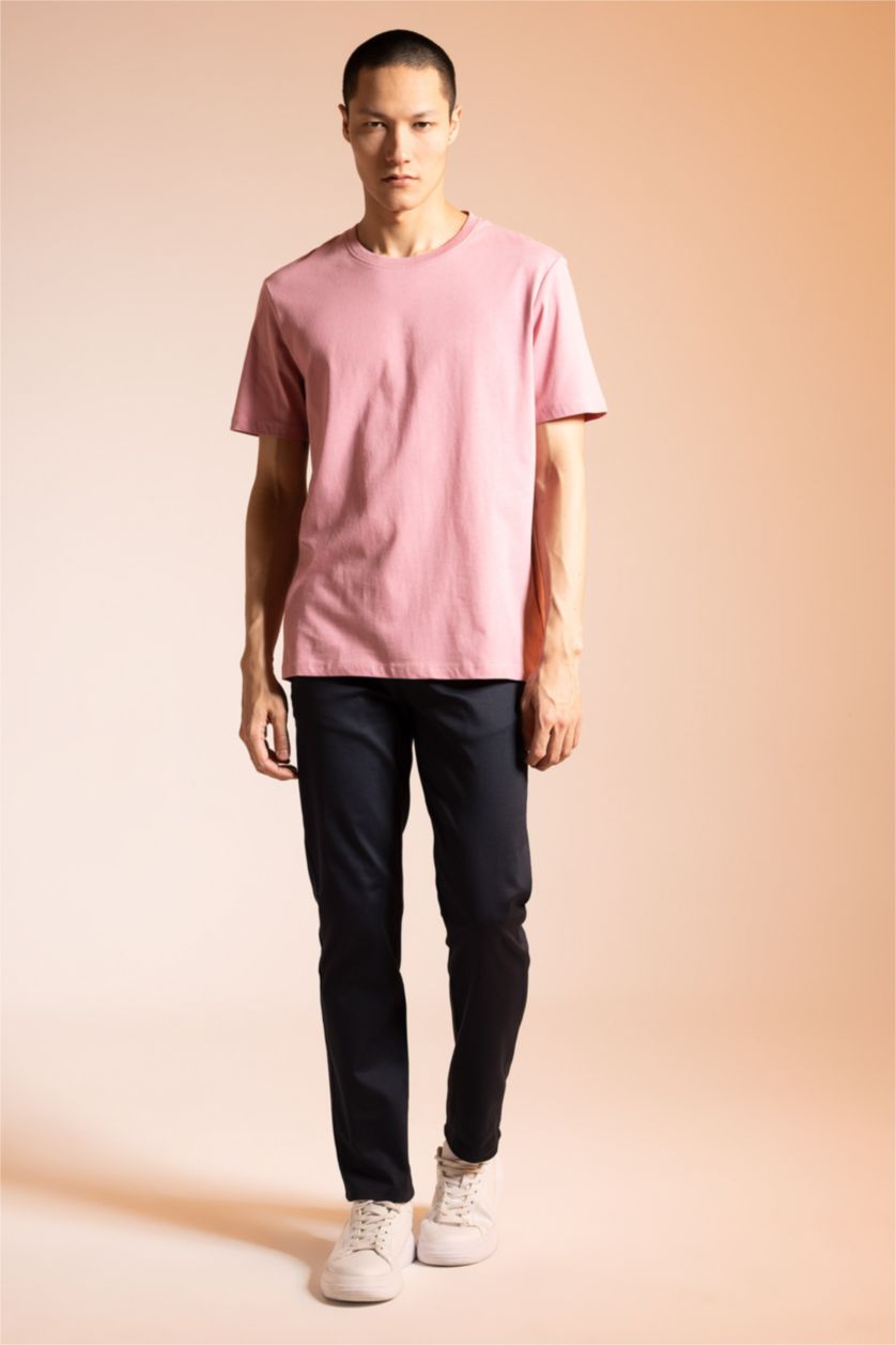 رجالي وردي غامق Regular Fit Short Sleeve T-Shirt