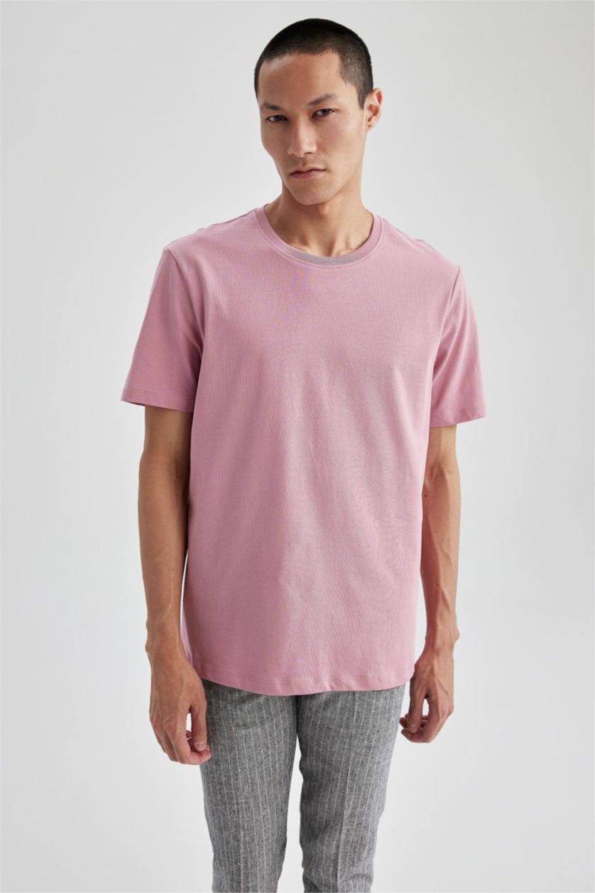 رجالي وردي غامق Regular Fit Short Sleeve T-Shirt