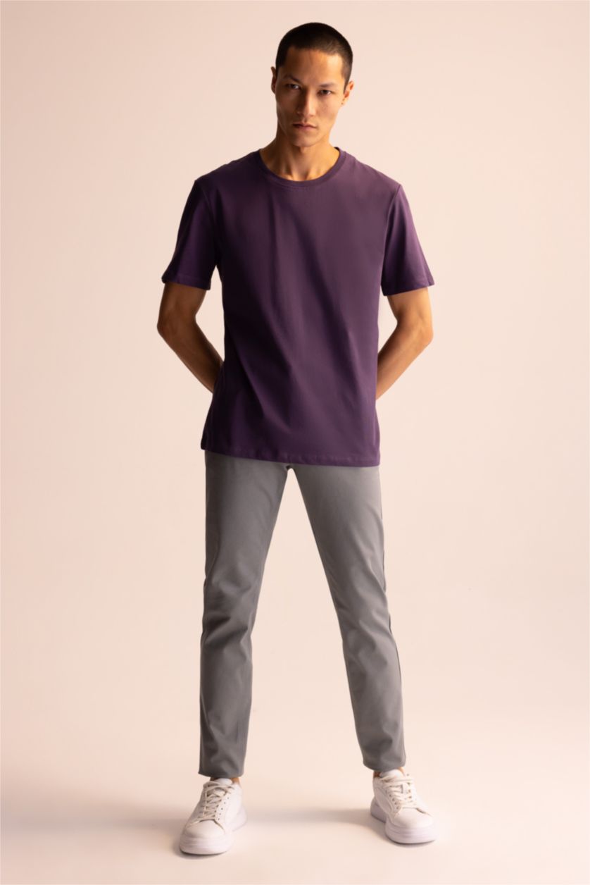 رجال بنفسجي غامق Regular Fit Short Sleeve T-Shirt