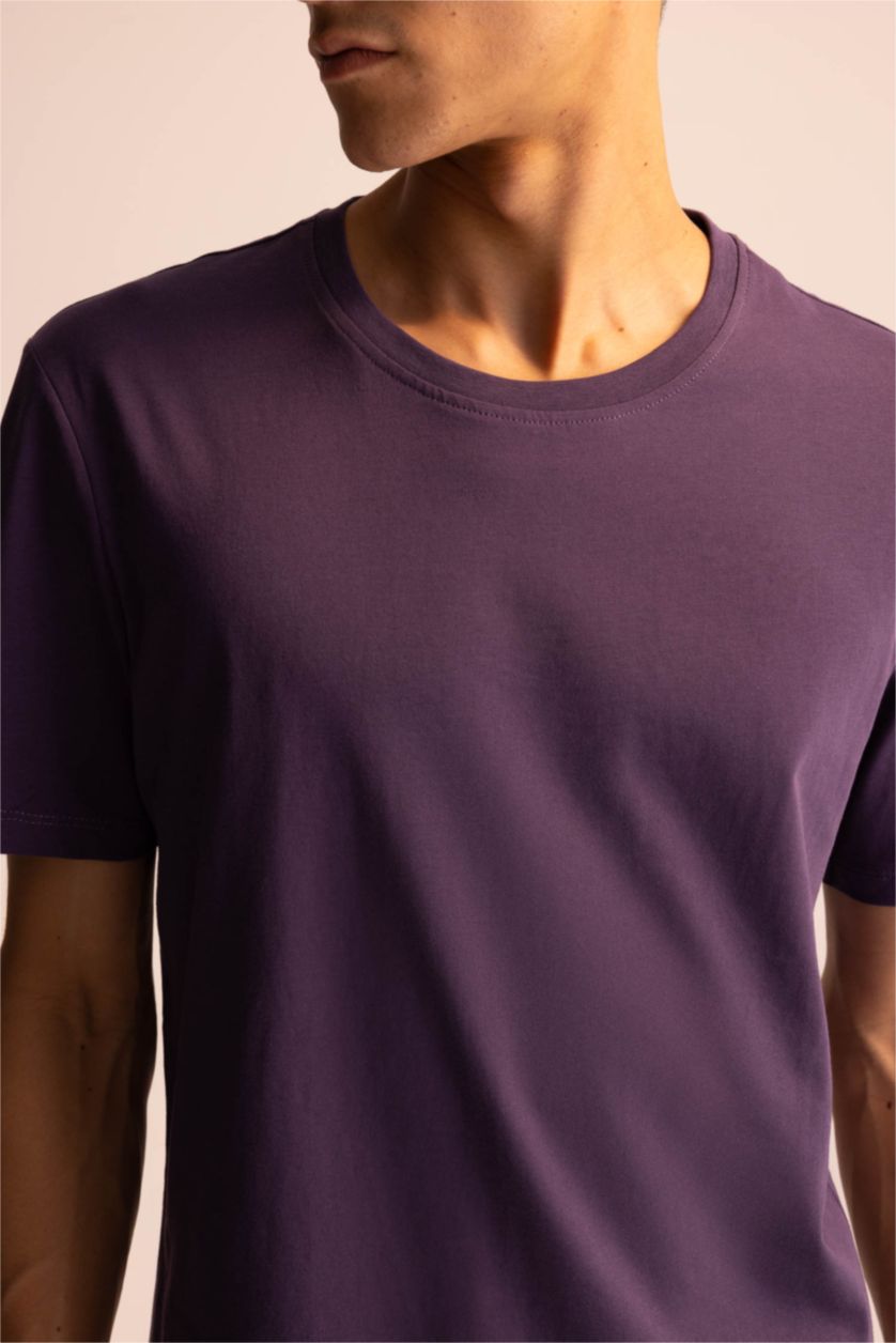 رجال بنفسجي غامق Regular Fit Short Sleeve T-Shirt