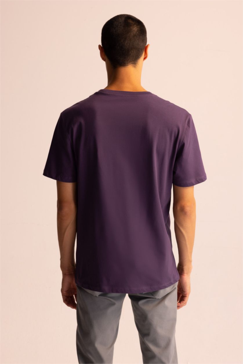 رجال بنفسجي غامق Regular Fit Short Sleeve T-Shirt
