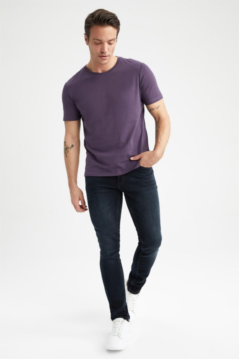 رجال بنفسجي غامق Regular Fit Short Sleeve T-Shirt