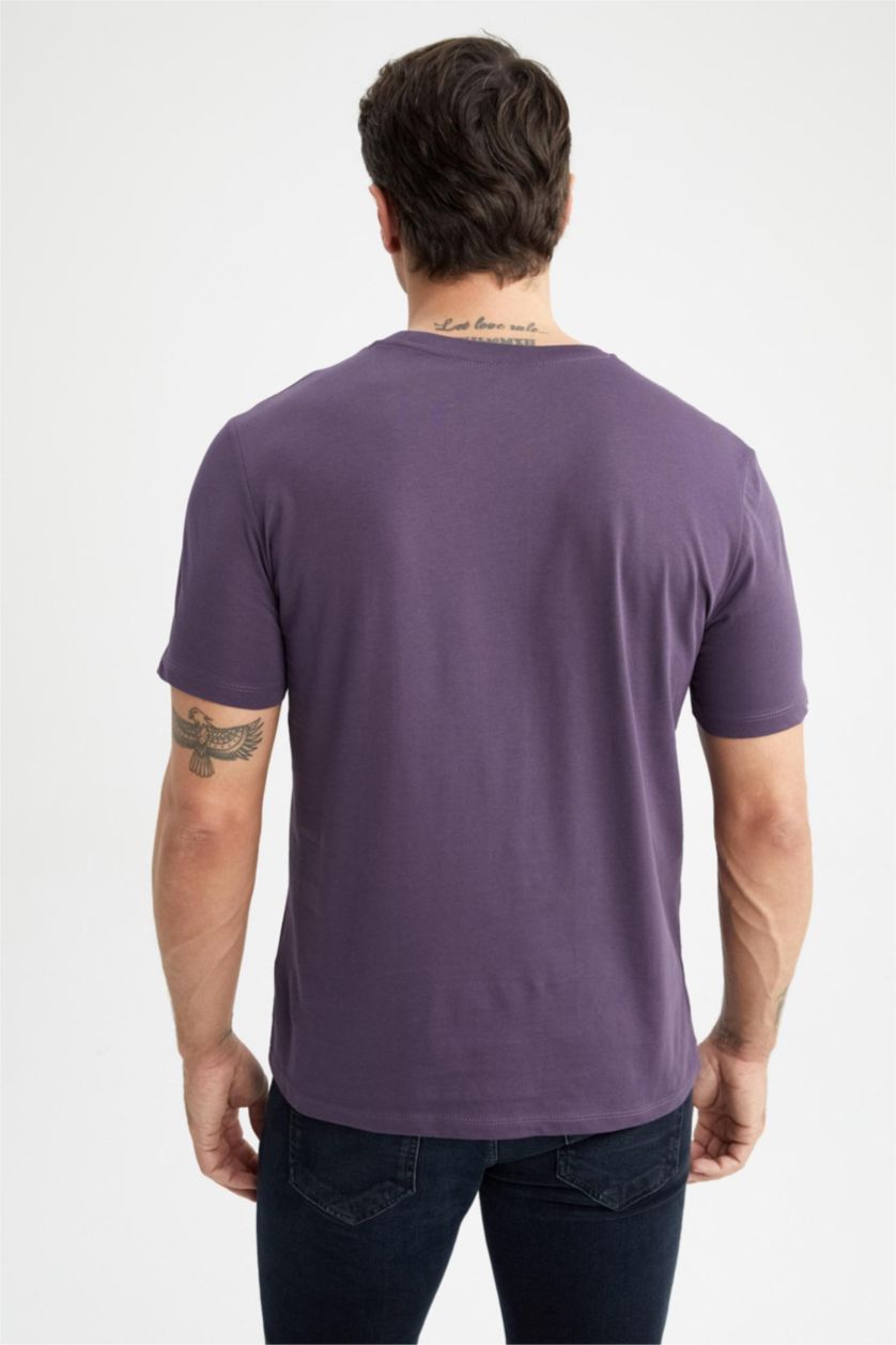 رجال بنفسجي غامق Regular Fit Short Sleeve T-Shirt