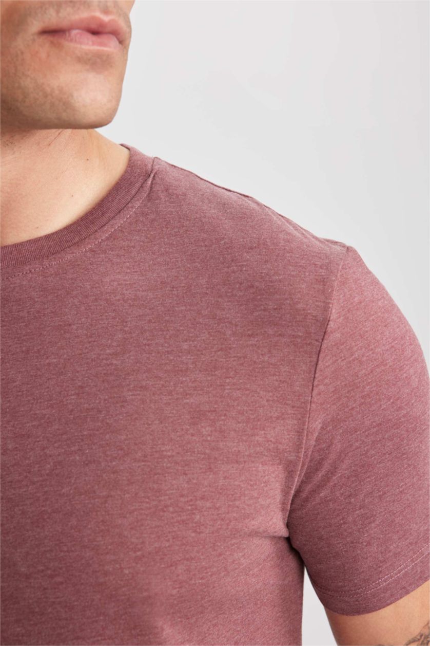 MAN Bordeaux Melange Regular Fit Crew Neck Short Sleeve T-Shirt