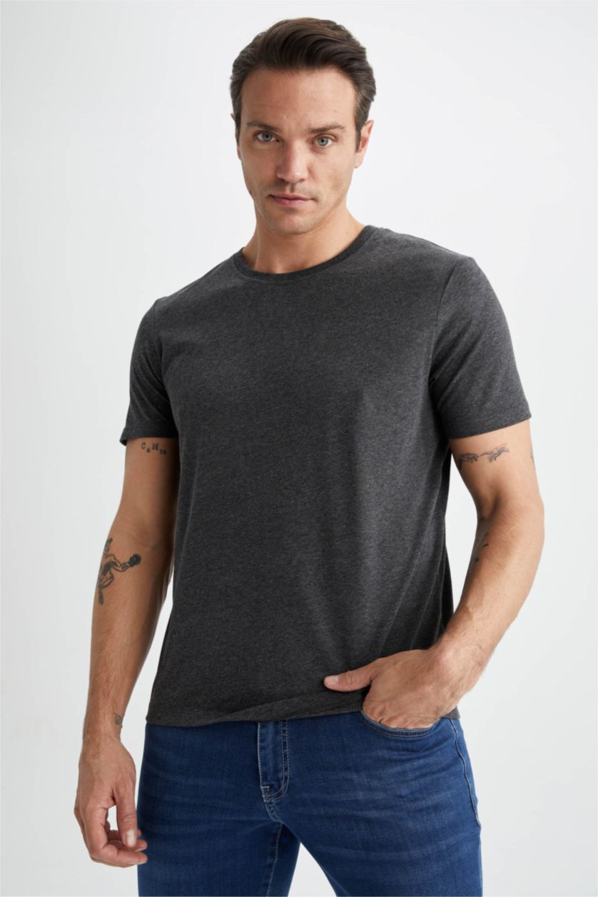 MAN Anthracite Melange Regular Fit Short Sleeve T-Shirt