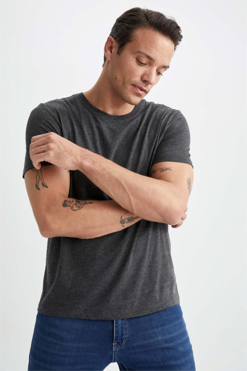 MAN Anthracite Melange Regular Fit Short Sleeve T-Shirt