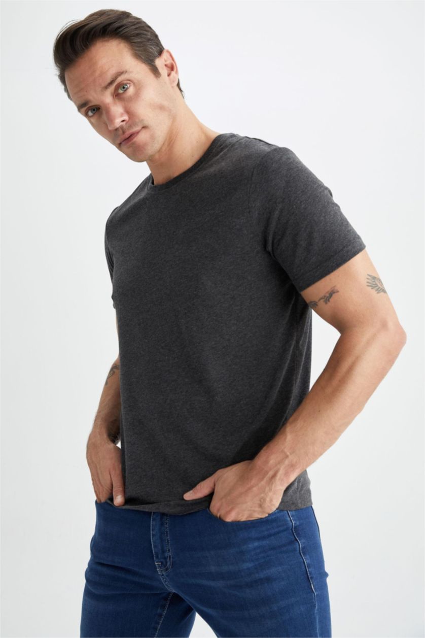 MAN Anthracite Melange Regular Fit Short Sleeve T-Shirt