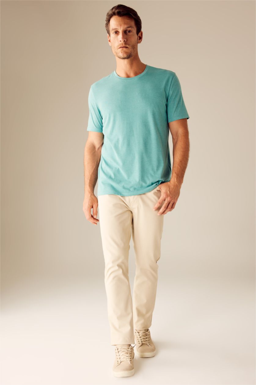 MAN Green Melange Regular Fit Short Sleeve T-Shirt