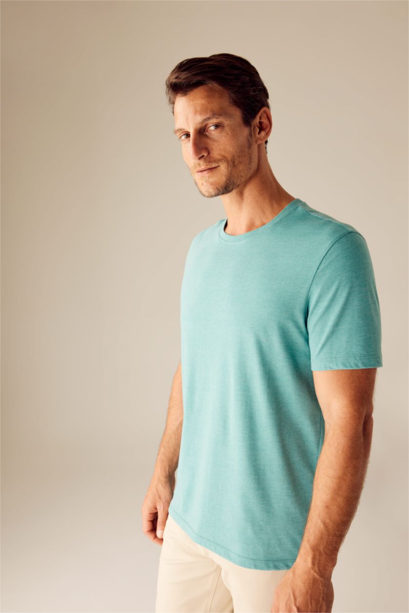 MAN Green Melange Regular Fit Short Sleeve T-Shirt