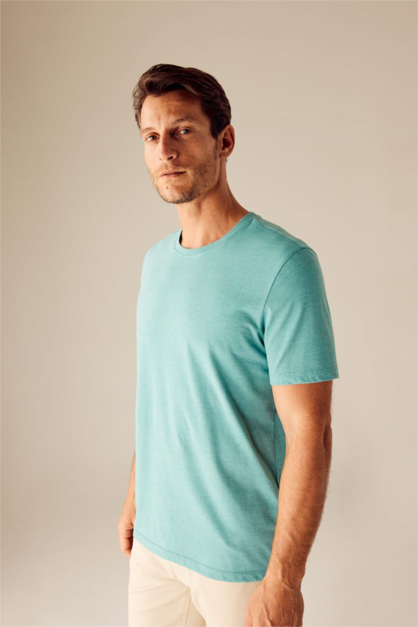 MAN Green Melange Regular Fit Short Sleeve T-Shirt