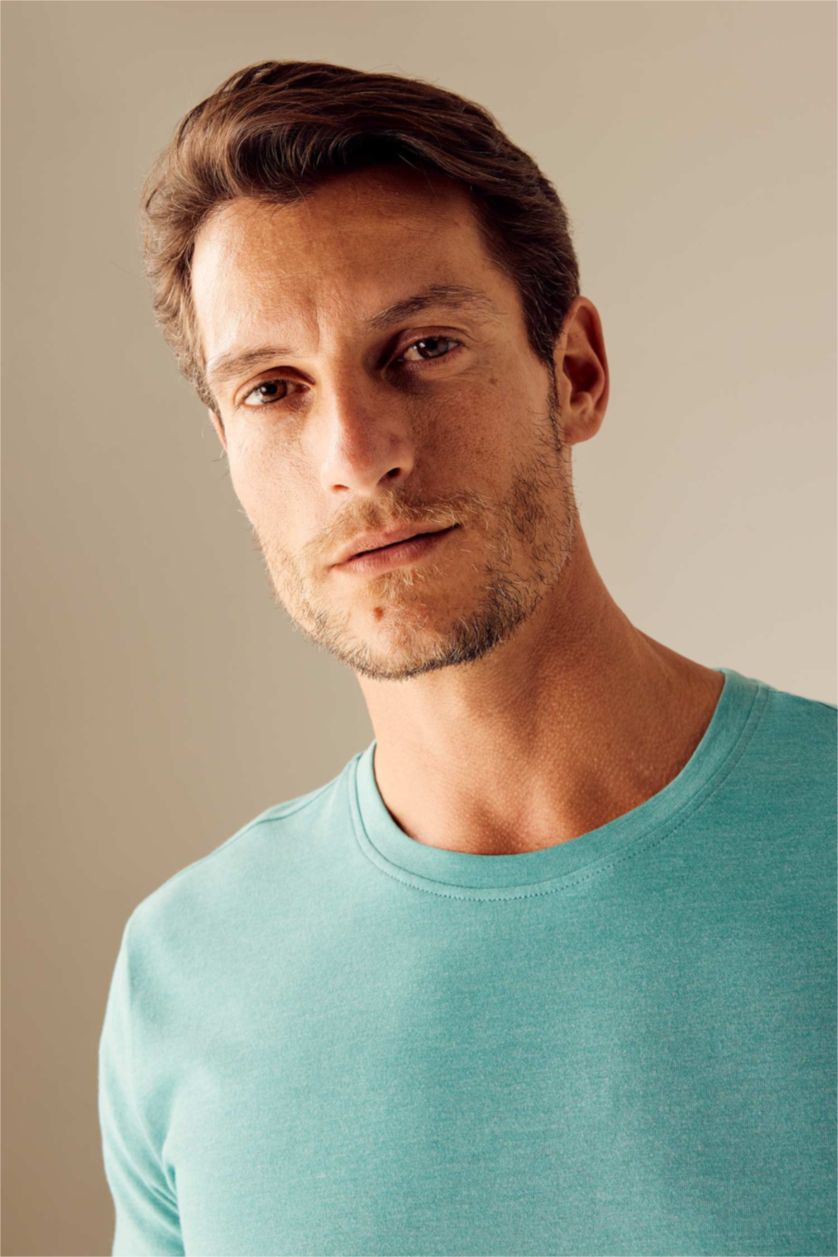 MAN Green Melange Regular Fit Short Sleeve T-Shirt