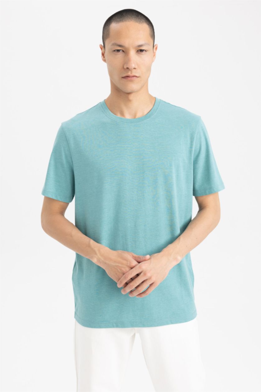 MAN Green Melange Regular Fit Short Sleeve T-Shirt