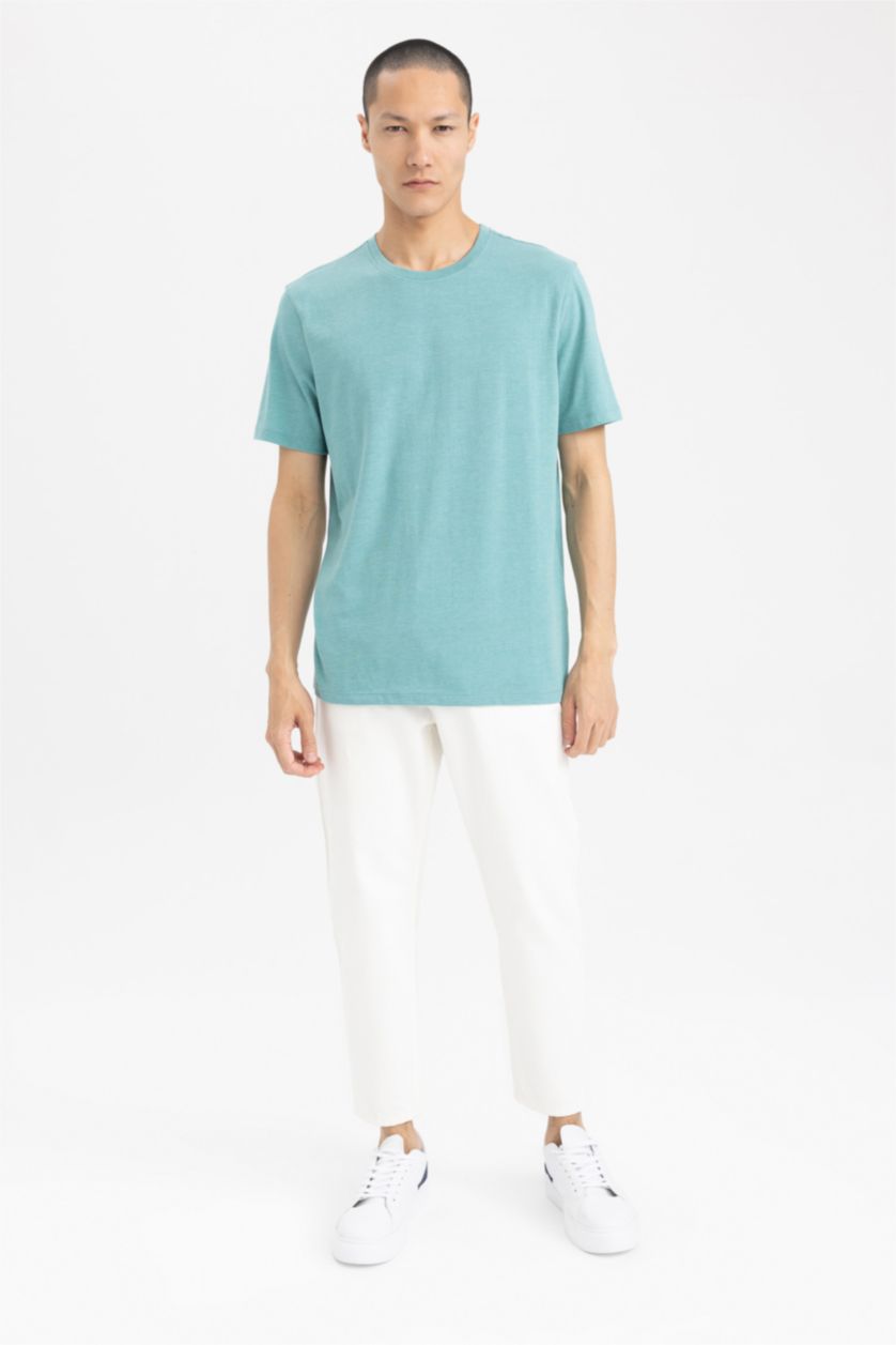 MAN Green Melange Regular Fit Short Sleeve T-Shirt