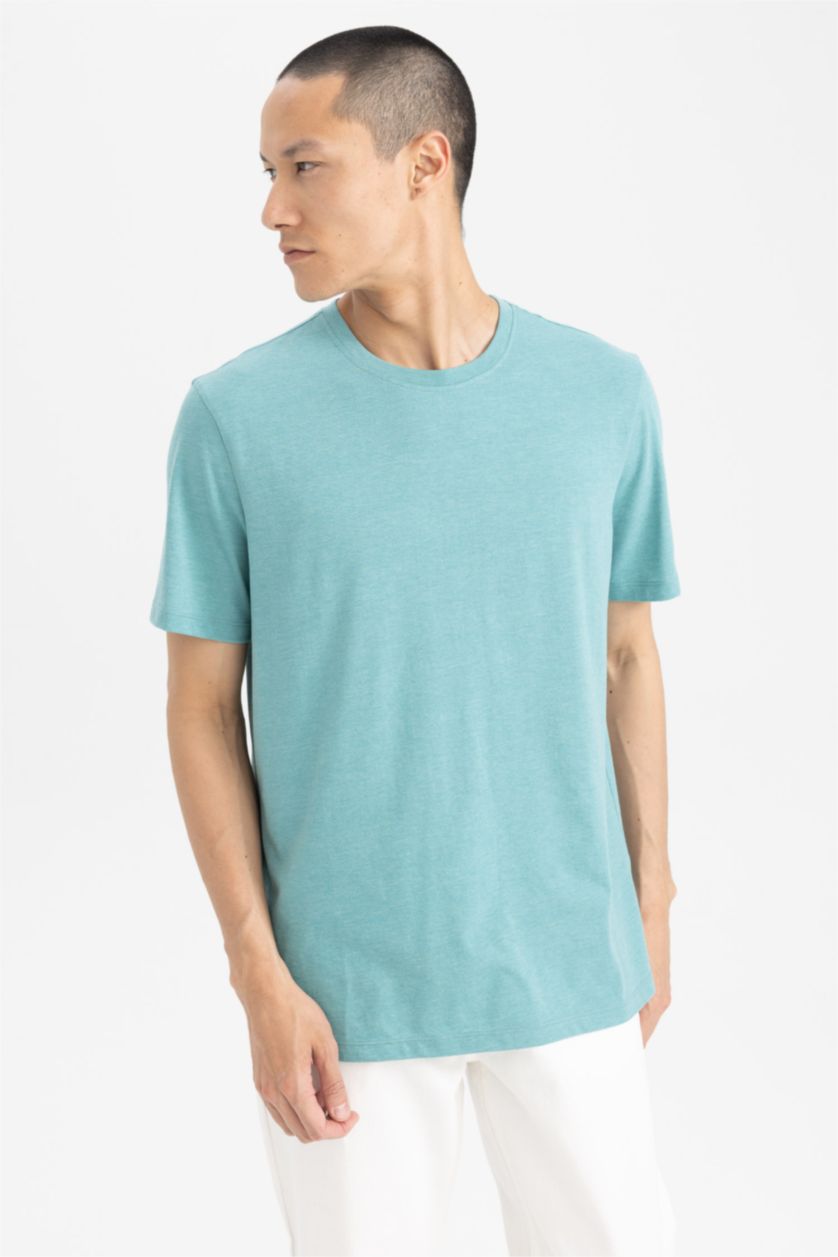 MAN Green Melange Regular Fit Short Sleeve T-Shirt