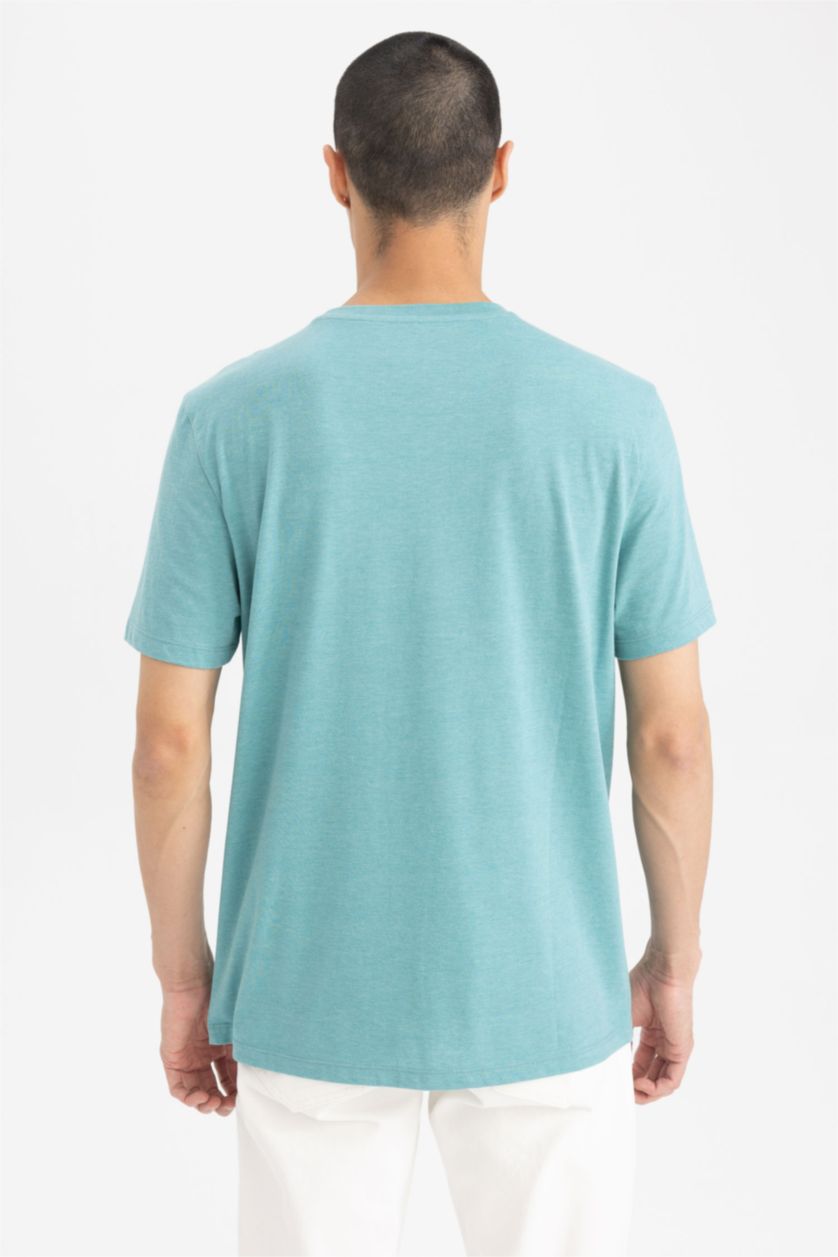 MAN Green Melange Regular Fit Short Sleeve T-Shirt