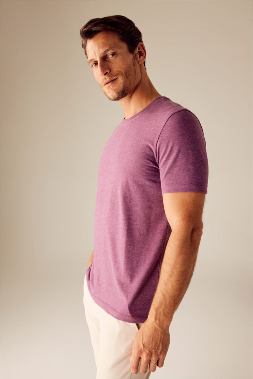 MAN Purple Melange Regular Fit Crew Neck Basic T-Shirt