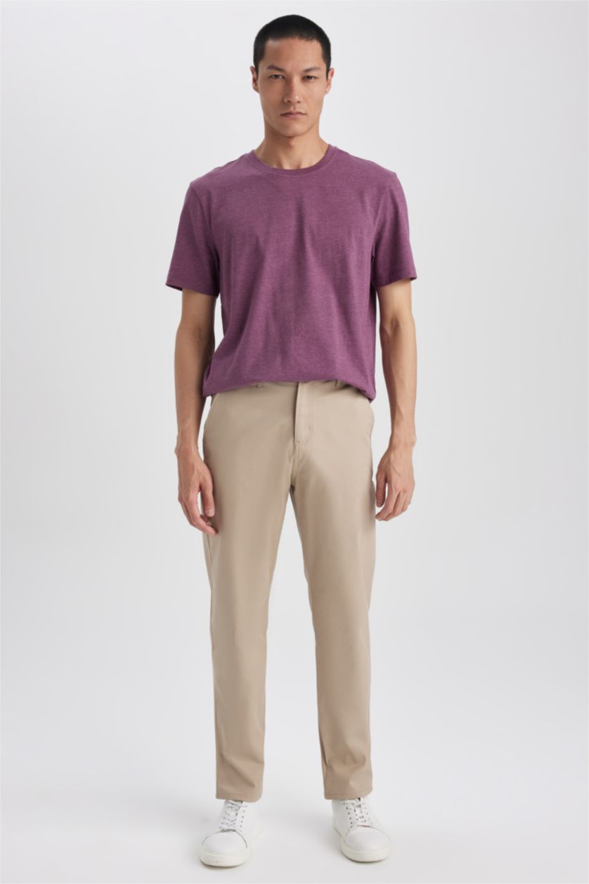 MAN Purple Melange Regular Fit Crew Neck Basic T-Shirt