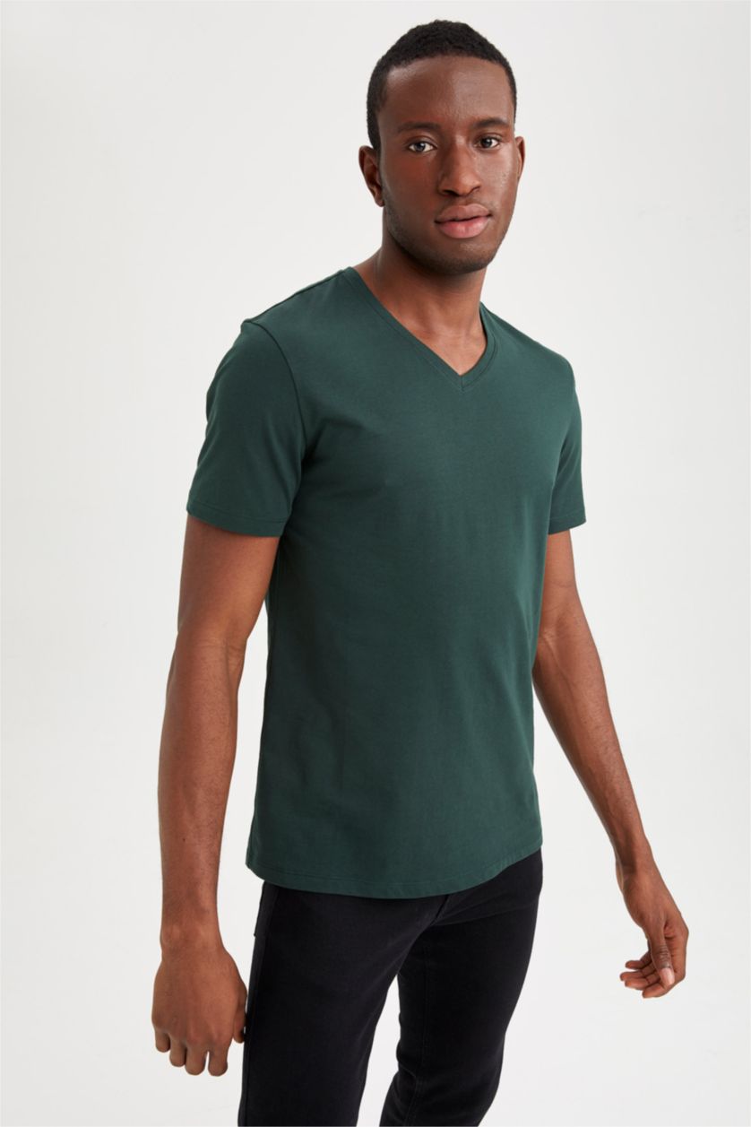 رجالي أخضر غامق Slim Fit Short Sleeve T-Shirt