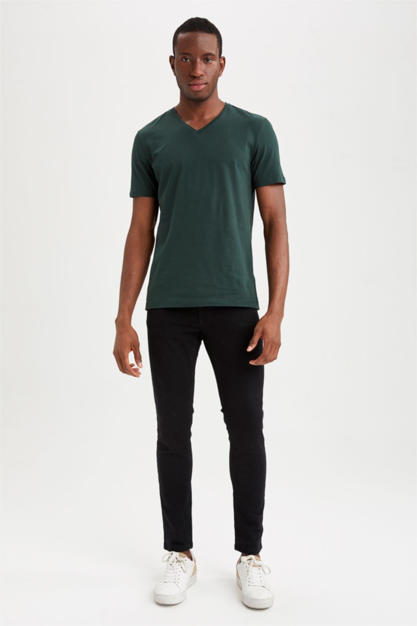 رجالي أخضر غامق Slim Fit Short Sleeve T-Shirt