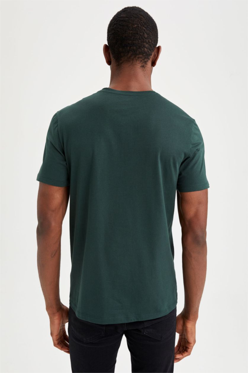 رجالي أخضر غامق Slim Fit Short Sleeve T-Shirt
