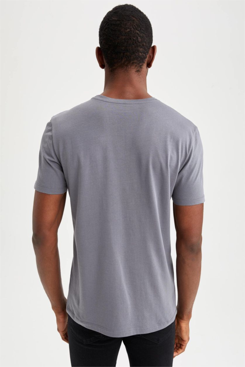 رجالي رمادي غامق Slim Fit Short Sleeve T-Shirt